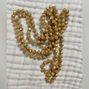 Champagne/Tan Sparkly Beaded 60 Inch Necklace